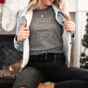 Bella Canvas 3001 Deep Heather Shirt Mockup| Christmas Mockups| Holiday Mockup
