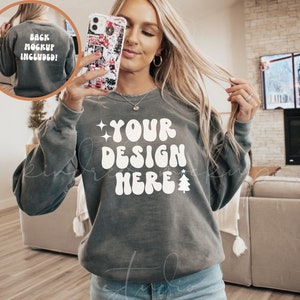 Pepper Comfort Colors 1566 Mockup| Christmas Mockup| Comfort Colors Sweatshirt Mockup| Back of Sweatshirt Mockup
