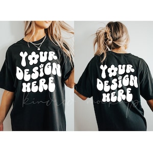 Front and Back Comfort Colors 1717 Mockup| Front and Back Mockup| Oversized Mockup| Comfort Colors T-shirt Mockup Black