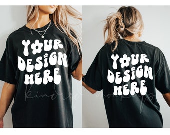 Front and Back Comfort Colors 1717 Mockup| Front and Back Mockup| Oversized Mockup| Comfort Colors T-shirt Mockup Black