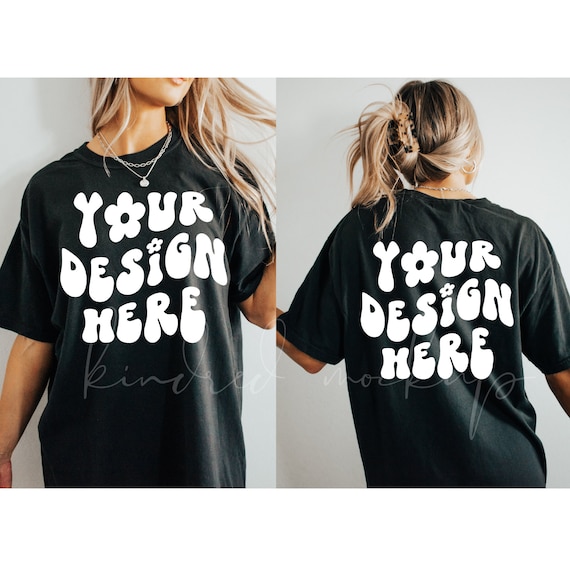 Front and Back Comfort Colors 1717 Mockup| Front and Back Mockup| Oversized Mockup| Comfort Colors T-shirt Mockup Black