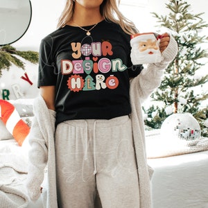 Bella Canvas Mockup| Black 3001 Bella Canvas Mockup| Christmas Mockup| Holiday Mockups