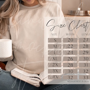 Gildan 18000 Size Chart| Gildan Size Chart Mockup| Gildan Sweatshirt Size Chart