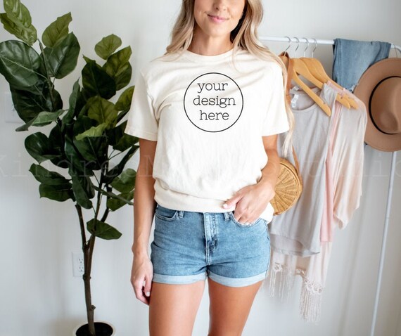 Ivory Comfort Colors 1717 T-Shirt Mockup| Comfort Colors T-shirt Mockup| Model Shirt Mockup| Shirt Mockup