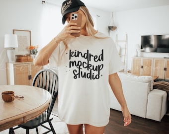 Ivory Comfort Colors 1717 T-Shirt Mockup Comfort Colors T-shirt Mockup Oversized Shirt Mockup POD Mockup Print On Demand Mockup