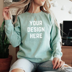 Comfort Colors Chalky Mint 1566 Mockup| Comfort Colors Sweatshirt Mockup