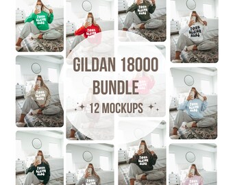 Mockup Bundle| Gildan 18000 Mockup Bundle| Gildan Sweatshirt Bundle