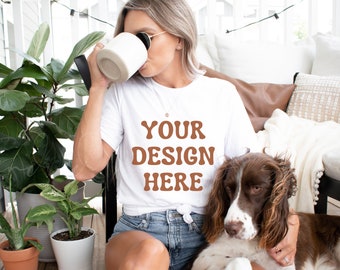 Bella Canvas 3001 Mockup| 3001 White T-shirt Mockup| Shirt Mockup With Dogs Mockup Shirt