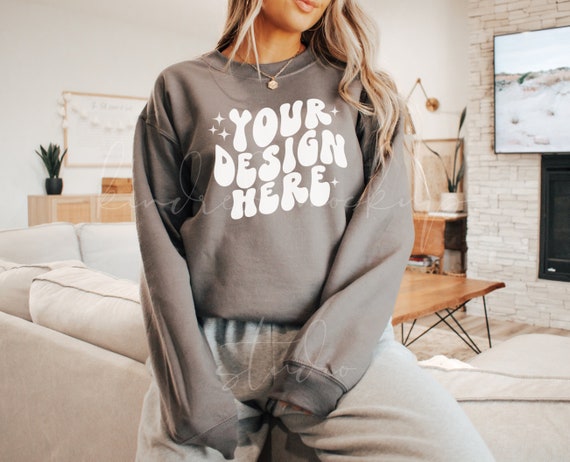 Gildan 18000 Charcoal Mockup| Gildan 18000 Mockup| Print On Demand Mockups