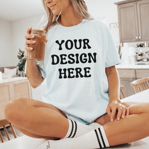 Chambray Comfort Colors 1717 T-Shirt Mockup| Comfort Colors T-shirt Mockup| Oversized Shirt Mockup
