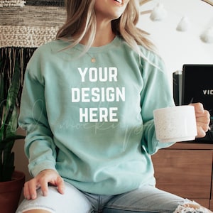 Comfort Colors Chalky Mint 1566 Mockup| Comfort Colors Sweatshirt Mockup