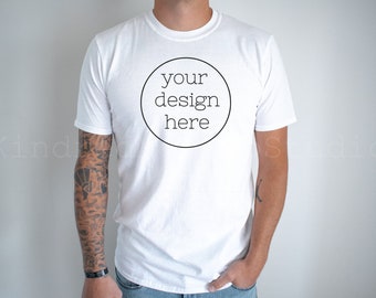Gildan 64000 White Mockup| Male T-Shirt Mockup| Male Shirt Mockup| Shirt Mockups Males