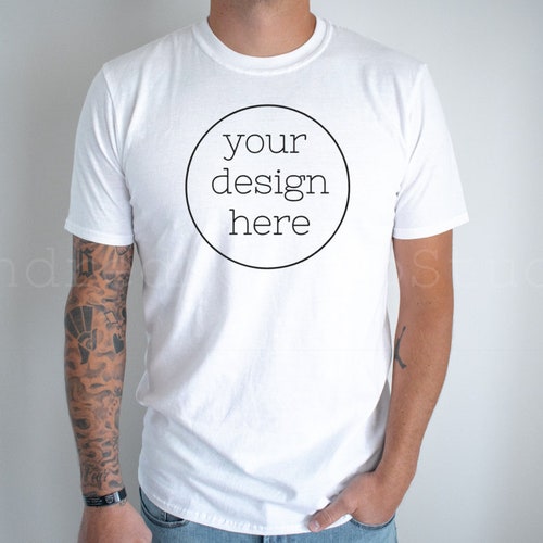 Gildan 64000 White Mockup Male T-shirt Mockup Male Shirt - Etsy