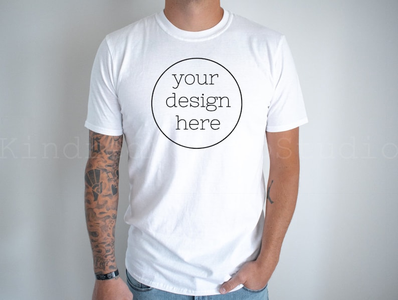 Gildan 64000 White Mockup Male T-shirt Mockup Male Shirt - Etsy