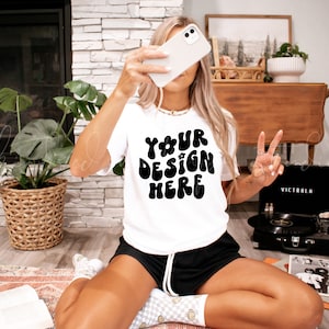 Bella Canvas Mockup| White Bella Canvas 3001 Mockup| Trendy Shirt Mockups| White Shirt Mockup