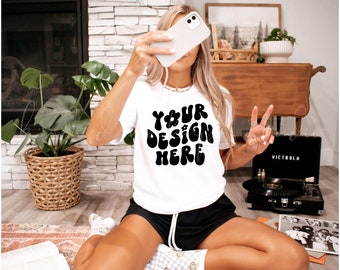 Bella Canvas Mockup| White Bella Canvas 3001 Mockup| Trendiges Shirt Mockups| Weißes Shirt Mockup