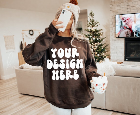 18000 Dark Chocolate Sweatshirt Mockup| Christmas Mockup| Holiday Mockup
