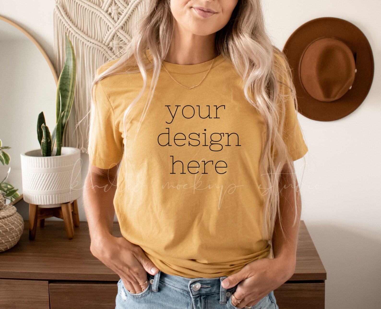 Bella Canvas 3001 Heather Mustard Mockup| T-shirt Mockup| Shirt Mockup ...