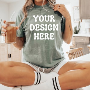 Moss Comfort Colors 1717 T-Shirt Mockup| Comfort Colors T-shirt Mockup