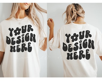 Front and Back Comfort Colors 1717 Mockup| Front and Back Mockup| Oversized Mockup| Comfort Colors T-shirt Mockup Ivory