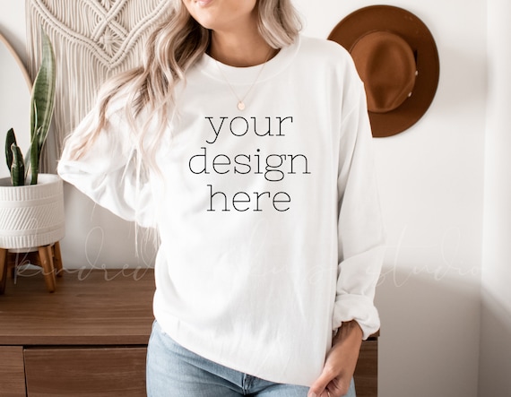 Gildan 18000 Mockup| White 18000 Sweatshirt Mockup| Gildan 18000 Mockup| G180 Mockup White