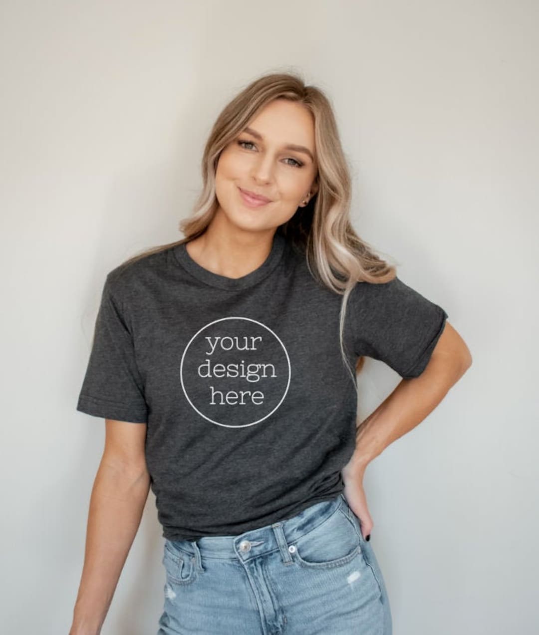 Bella Canvas 3001 Dark Heather Grey Mockup Grey T-shirt Mockup Boho ...