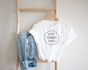 Bella Canvas 3001 Mockup| White T-shirt Mockup| Hanging Shirt Mockup| Cute Shirt Mockups| Mockup Shirt