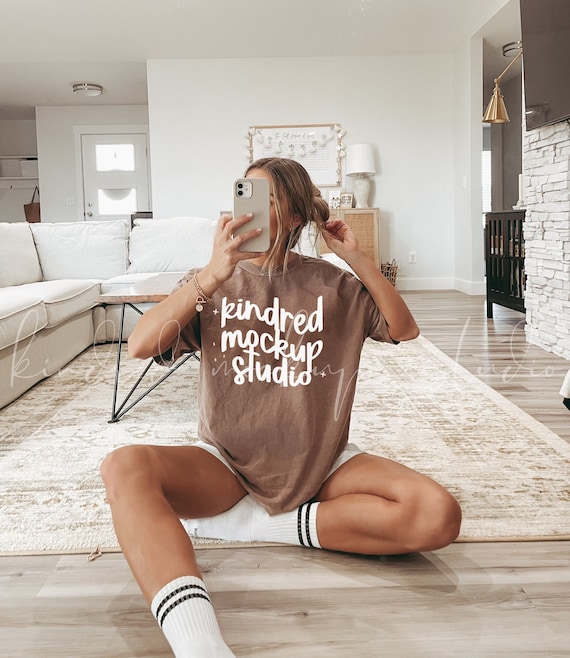 Espresso Comfort Colors 1717 T-Shirt Mockup| Oversized Mockup| Comfort Colors T-shirt Mockup| Print On Demand Mockup