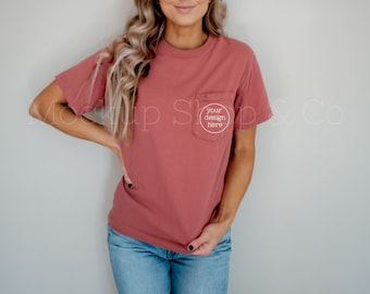 Comfort Colors 6030 Pocket T-Shirt Mockup| Kreuzkümmel Comfort Farben T-Shirt Mockup| Modell Shirt Mockup| Shirt Mockup