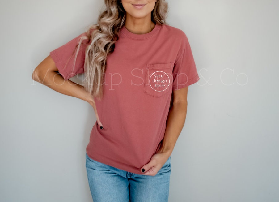 Download Comfort Colors 6030 Pocket T-Shirt Mockup Cumin Comfort | Etsy