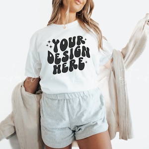 White Comfort Colors 1717 T-Shirt Mockup| Comfort Colors T-shirt Mockup| POD Mockup| Print On Demand Mockup | Comfort Colors Mockup