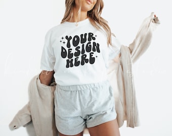White Comfort Colors 1717 T-Shirt Mockup| Comfort Colors T-shirt Mockup| POD Mockup| Print On Demand Mockup | Comfort Colors Mockup