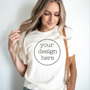Ivory Comfort Colors 1717 T-Shirt Mockup| Comfort Colors T-shirt Mockup| Model Shirt Mockup| Shirt Mockup