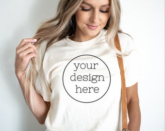 Ivory Comfort Colors 1717 T-Shirt Mockup| Comfort Colors T-shirt Mockup| Model Shirt Mockup| Shirt Mockup