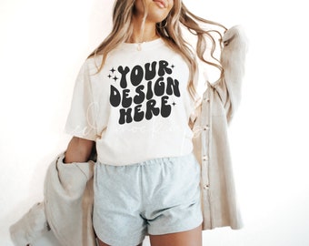 Ivory Comfort Colors 1717 T-Shirt Mockup| Comfort Colors T-shirt Mockup| POD Mockup| Print On Demand Mockup | Comfort Colors Mockup