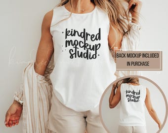 Comfort Colors 9360 Tank Top White 9360 Comfort Colors Tank Top Mockup Summer Mockup Comfort Colors Mockup Back and Front Mockup