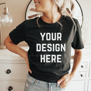 Maqueta Bella Canvas Black 3001/ Maqueta de camiseta negra/ Maquetas de camisa lindas/ Maqueta de camisa