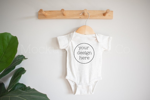 Rabbit Skins 4400 Mockup| Natural Heather 4400| Baby Onesie Mockup| Baby Bodysuit Mockups| Cute Shirt Mockups for Kids