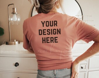 Mauve Bella Canvas 3001 Mockup| Back of Shirt Mockup| Mauve T-shirt Mockup| Summer Shirt Mockup| Cute Shirt Mockups| Mockup Shirt