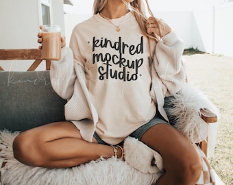 Maqueta de camiseta Ivory Comfort Colors 1717 / Maqueta de camiseta Comfort Colors / Maqueta de camiseta POD