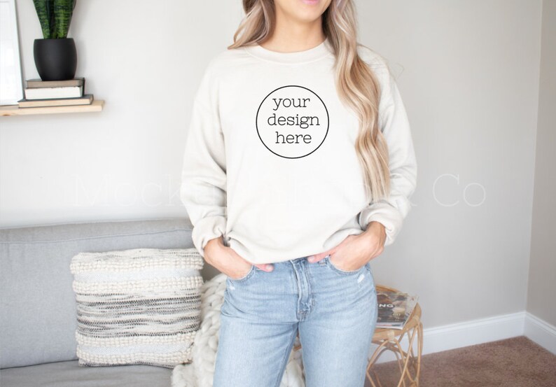 Download 18000 Sand Sweater Mockup Gildan 18000 Mockup Sweater | Etsy