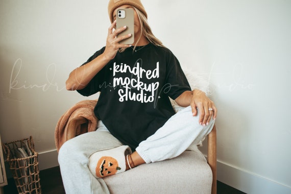 Black Comfort Colors 1717 T-Shirt Mockup| Comfort Colors T-shirt Mockup| Oversized Shirt Mockup| Fall Mockup| Halloween Mockup