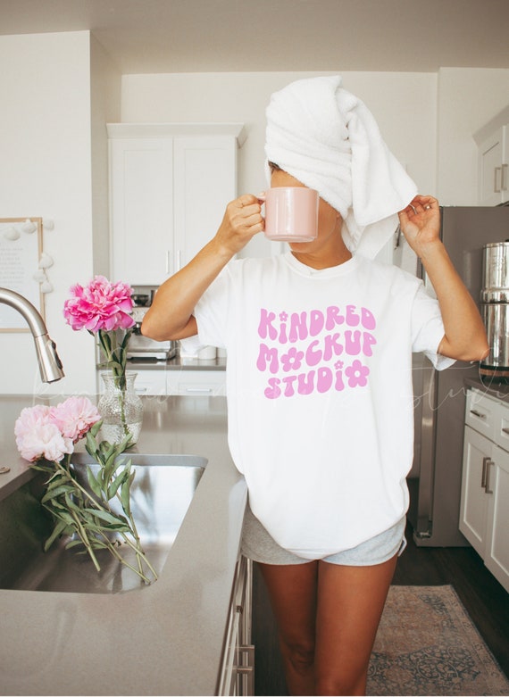 White Comfort Colors 1717 T-Shirt Mockup| Oversized Mockup| Comfort Colors T-shirt Mockup| Coquette Aesthetic| Cottagecore Aesthetic| Trendy