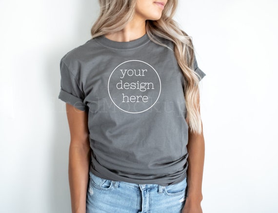 Gildan 64000 Charcoal Mockup T-shirt 