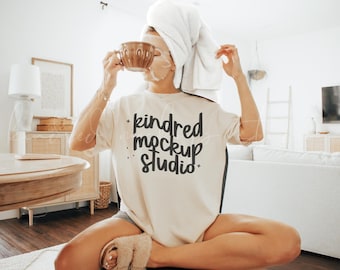 Maqueta de camiseta Ivory Comfort Colors 1717 Maqueta de camiseta Comfort Colors Maqueta de camiseta extragrande Maqueta de POD Maqueta de impresión bajo demanda