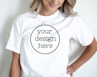 Maqueta de camiseta blanca Comfort Colors 1717/ Maqueta de camiseta Comfort Colors/ Maqueta de camiseta modelo/ Maqueta de camiseta