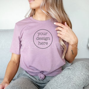 Bella Canvas 3001 Heather Orchid Mockup| Orchid T-shirt Mockup| Boho Shirt Mockup| Cute Shirt Mockups| Model Mockups