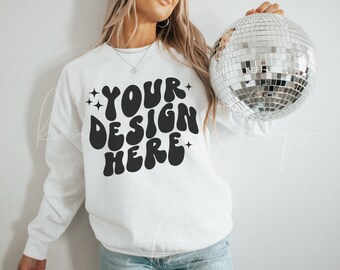 White Comfort Colors 1566 Mockup| Comfort Colors Sweatshirt Mockup| Christmas Mockup| New Years Mockup