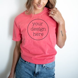 Comfort Colors Watermelon 1717 T-Shirt Mockup| Comfort Colors T-shirt Mockup| Model Shirt Mockup| Shirt Mockup