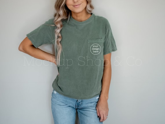 Design comfort colors t shirts cheap with pocket